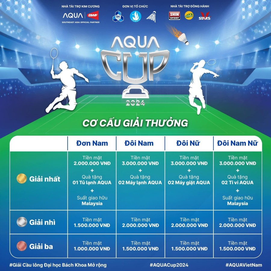  Giải cầu lông đỉnh cao của Trường Đại Học Bách Khoa năm 2024. AQUA CUP 2024