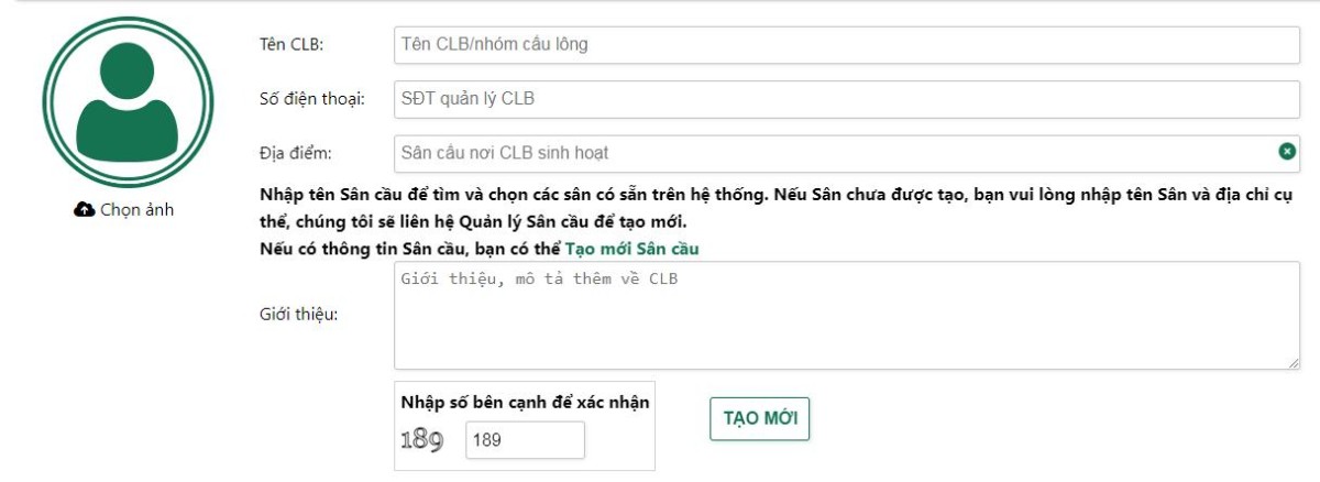 Quản lý CLB - nhóm cầu lông