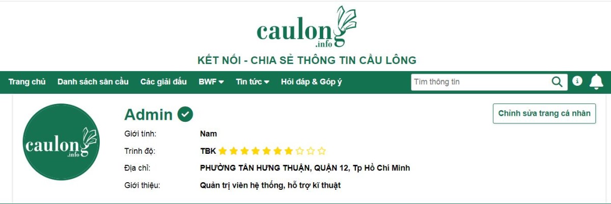 Tài khoản CauLong.info